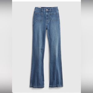 NWT Gap High Rise Blue Wash Flare Jeans Size 10/30 Tall 70s Vtg Look MSRP $80